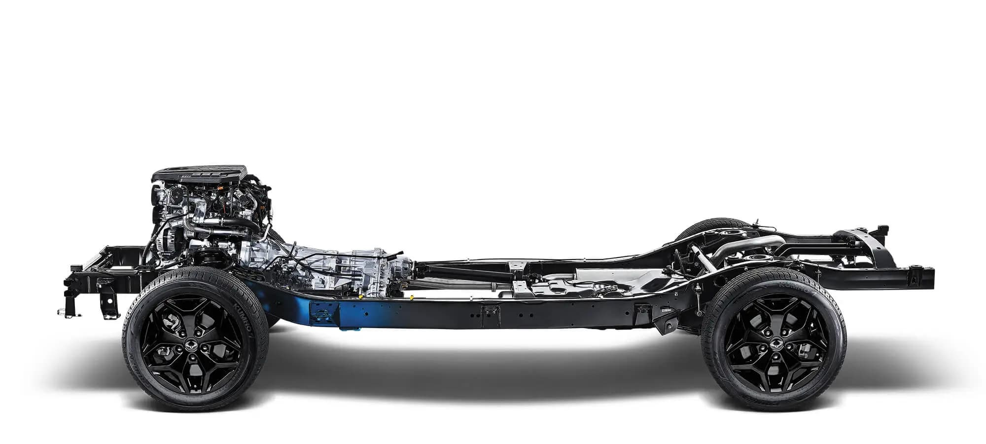 Musso view of base quad-frame and four-wheel-drive system