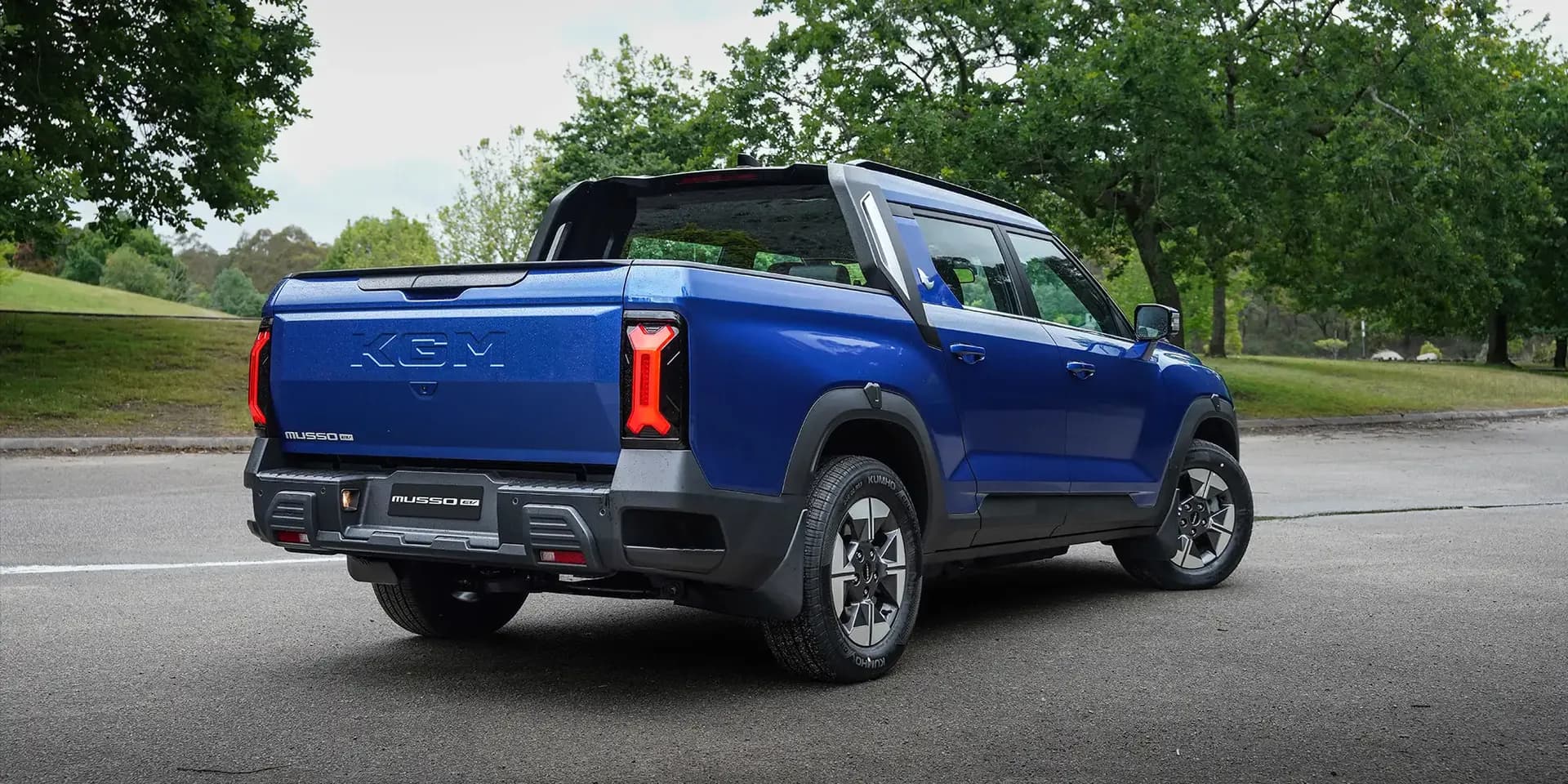 Musso EV rear corner view